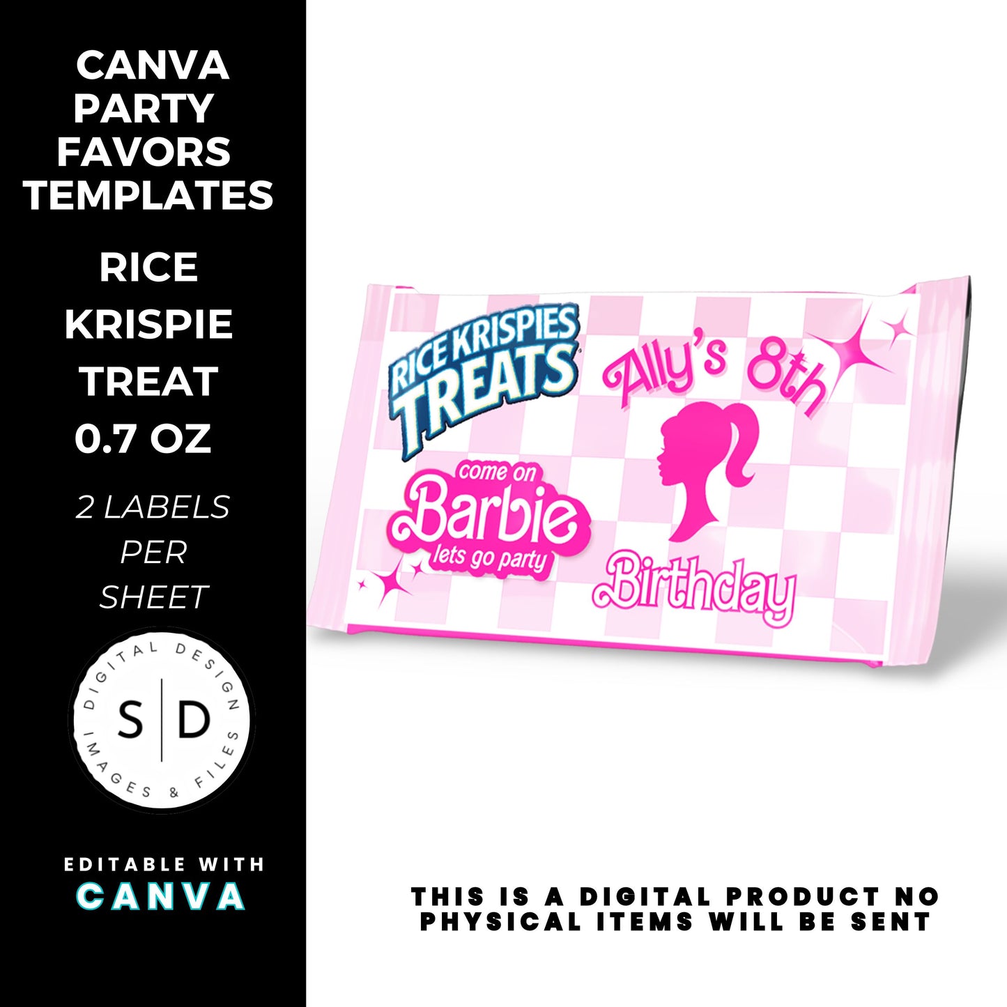 Let's Go Party Retro Barbie Birthday Party Favor Templates