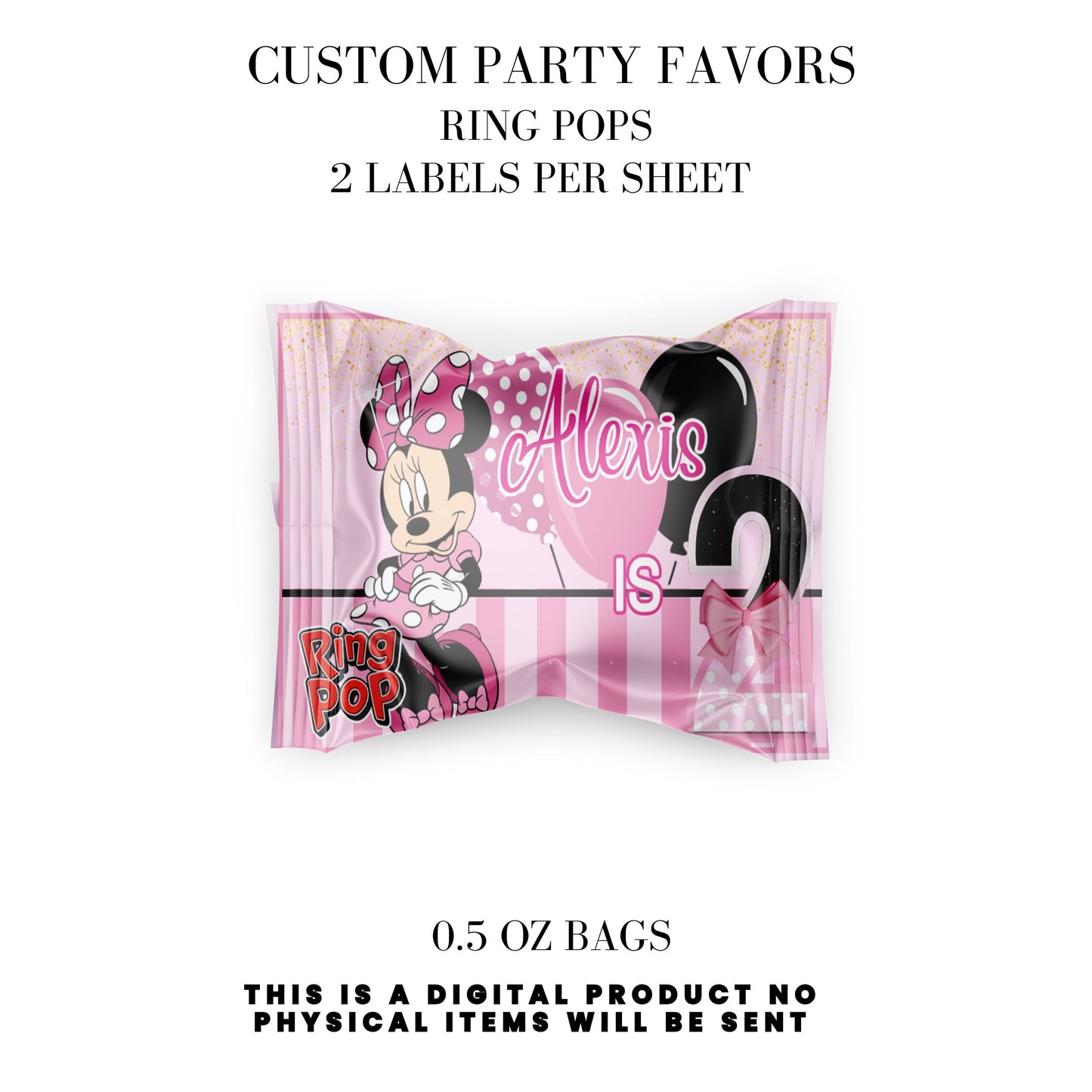 Pink Mouse Birthday Party Favors DFY