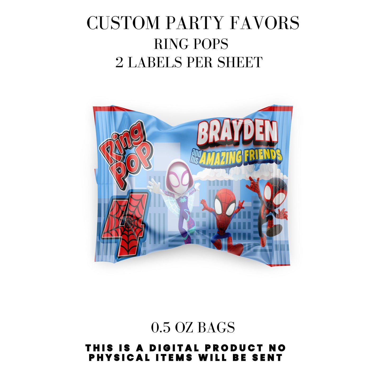 Spidey & Friends Birthday Party Favors DFY