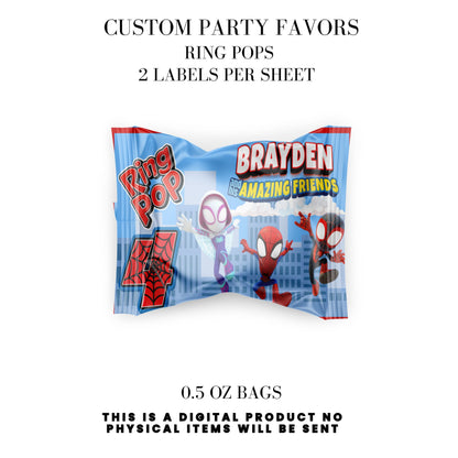 Spidey & Friends Birthday Party Favors DFY