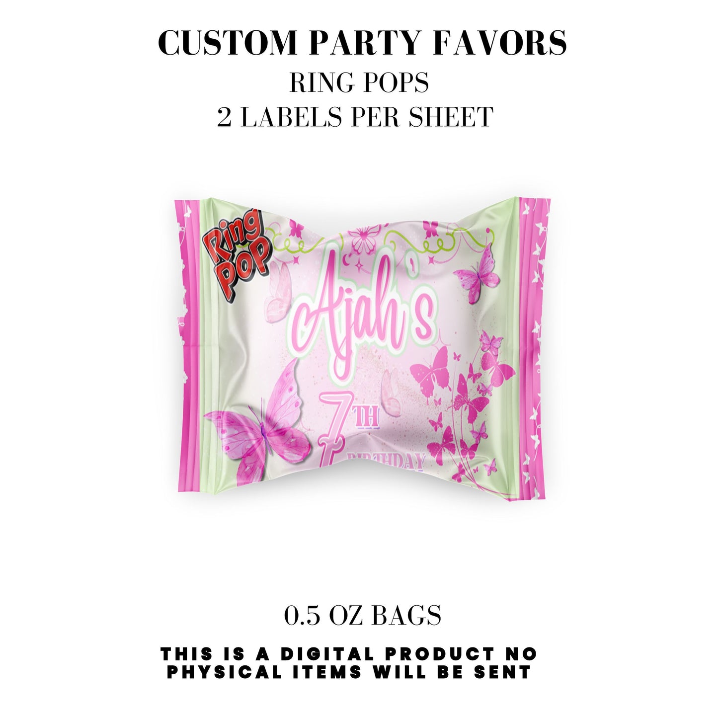 Butterfly Sparkle Pink Birthday Party Favors DFY