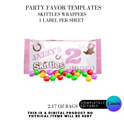 Pink Rodeo Birthday Party Favor Templates Bundle