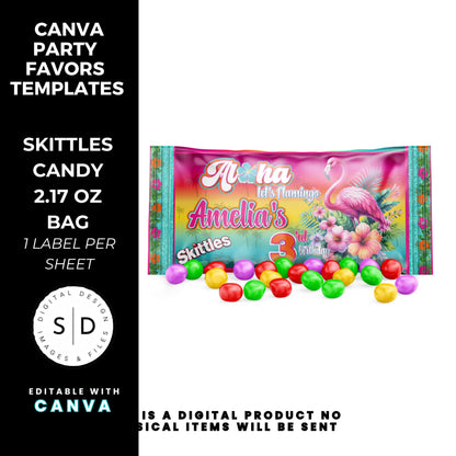 Aloha Let's Flamingo Birthday Party Favor Templates Bundle