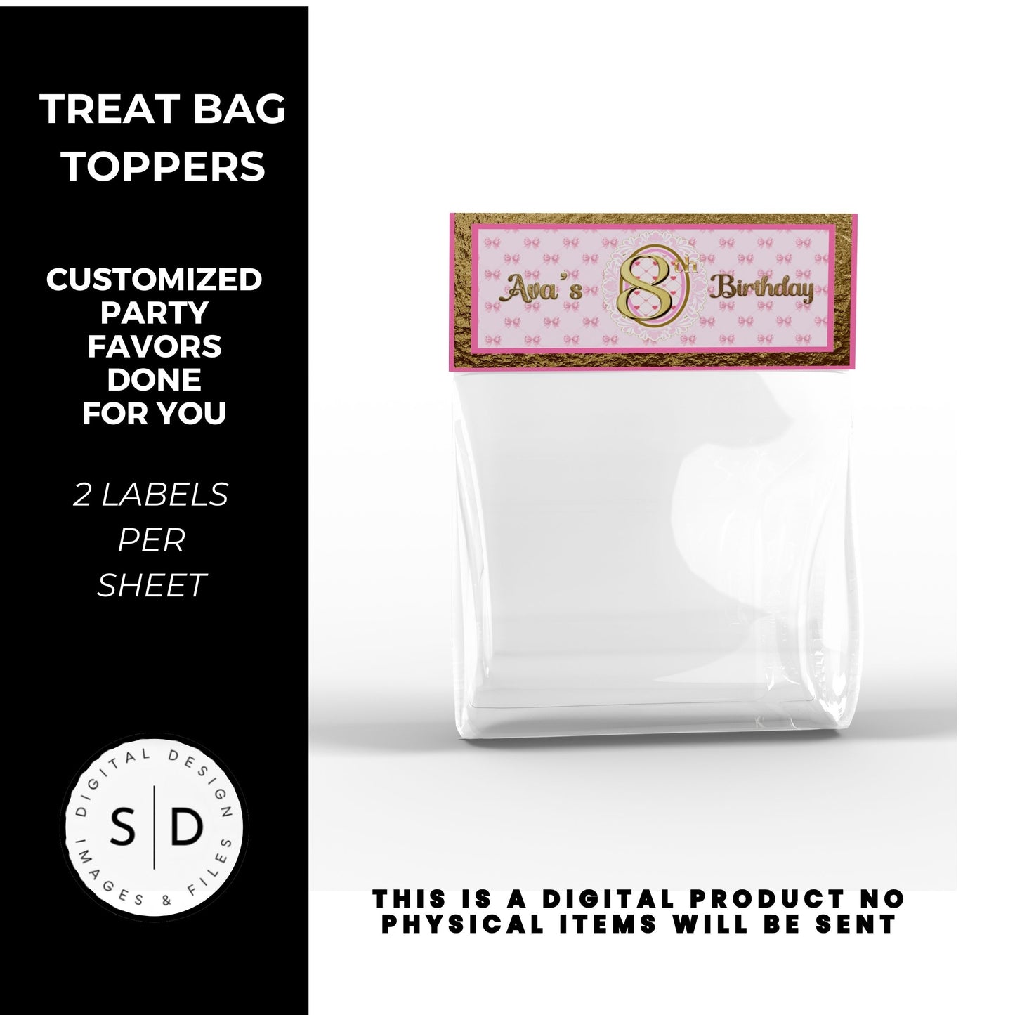 Pink Bow Party Printable Favor Designs DFY