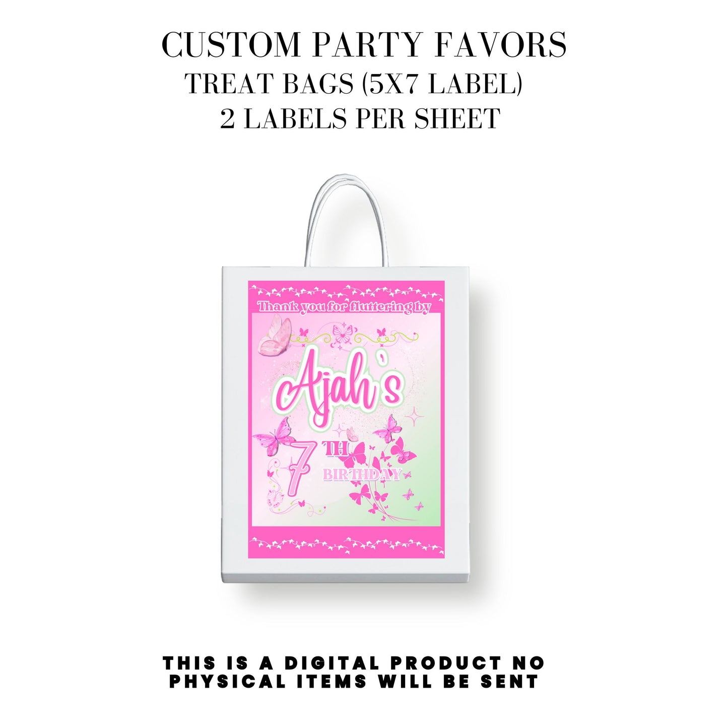 Butterfly Sparkle Pink Birthday Party Favors DFY