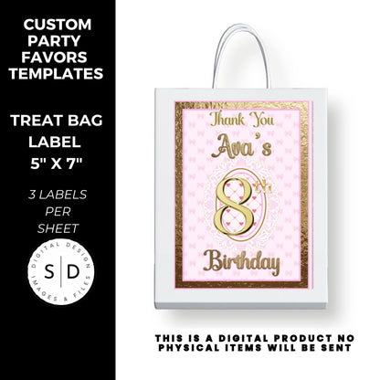Pink Bow Party Printable Favor Designs DFY