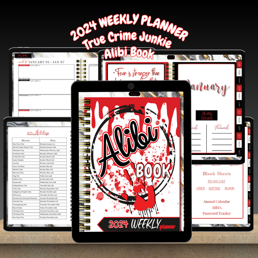 2024 Weekly Alibi Book True Crime Digital planner