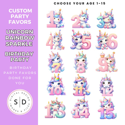 Unicorn Rainbow Sparkle Party Favors DFY