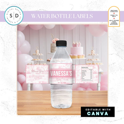 🌸 Safari Toile de Jouy Baby Shower Bundle – Editable Canva Templates 🌸