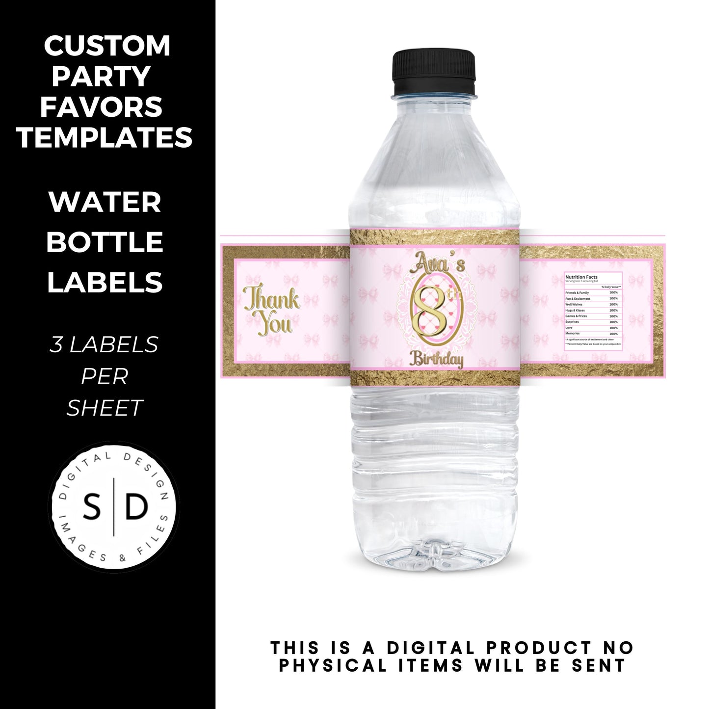 Pink Bow Party Printable Favor Designs DFY