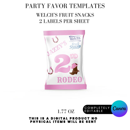 Pink Rodeo Birthday Party Favor Templates Bundle