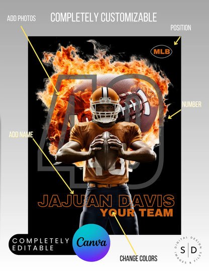 Football Player Trading Card Templates Bundle