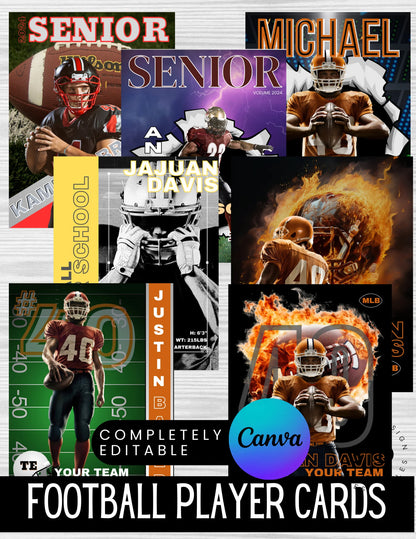 Football Player Trading Card Templates Bundle