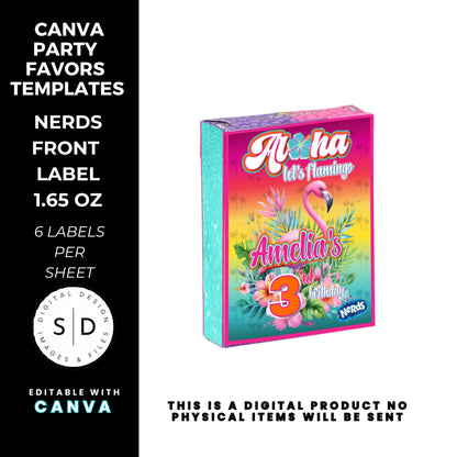 Aloha Let's Flamingo Birthday Party Favor Templates Bundle