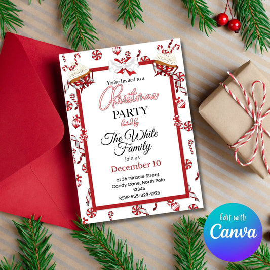 Peppermint Christmas Party Invitation