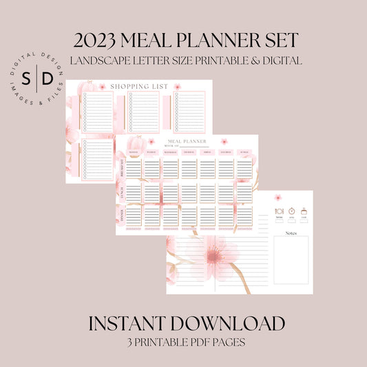 Cherry Blossom Meal Planner Printable