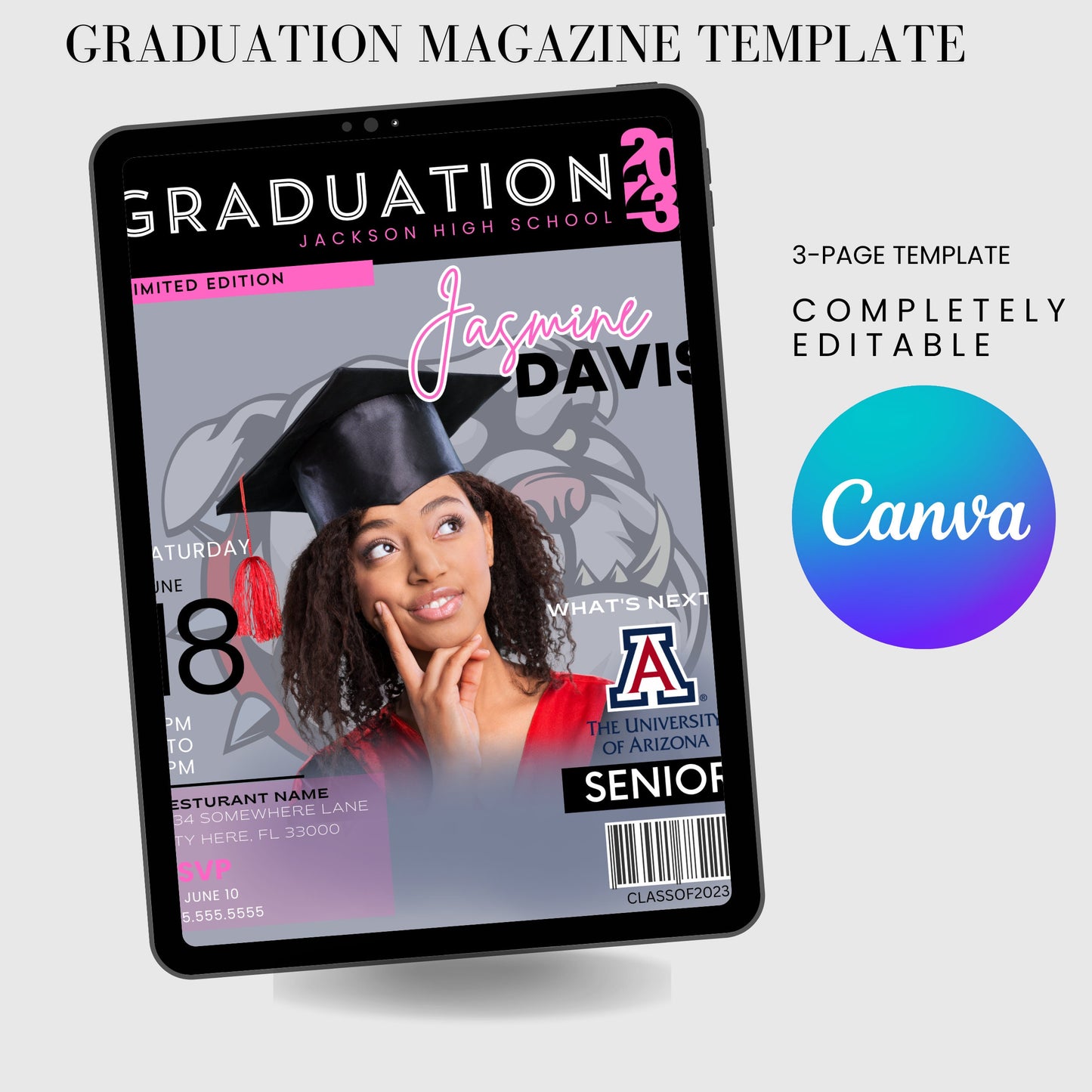 Modern Graduation Magazine Cover Template