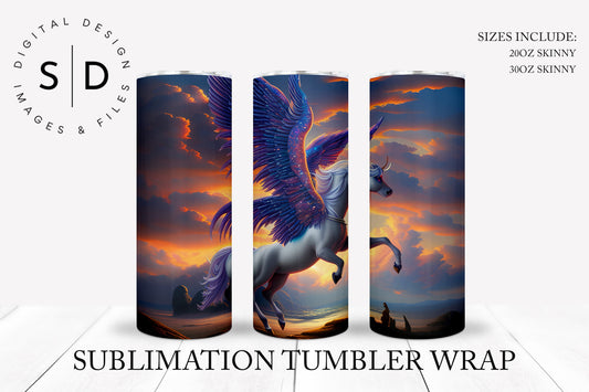 Pegasus at Sunset watercolor Tumbler Wrap