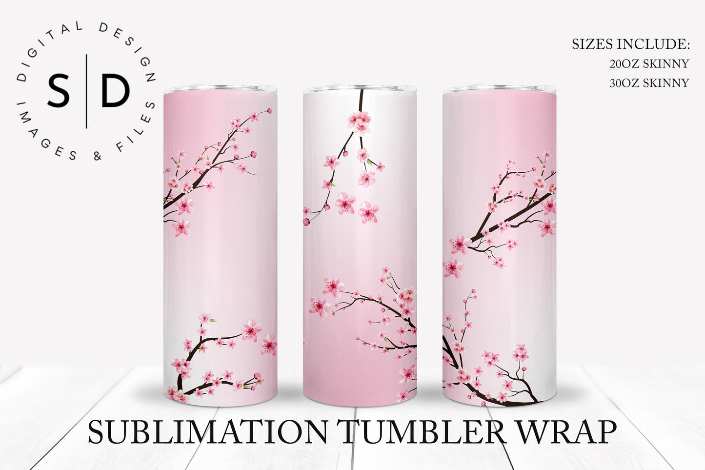 Cherry Blossom Pink Ombre Seamless Tumbler Wrap