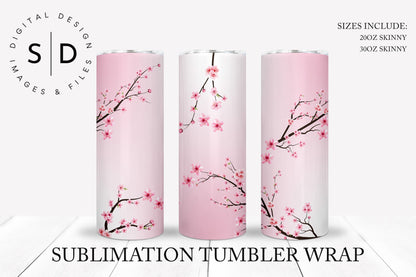 Cherry Blossom Pink Ombre Seamless Tumbler Wrap