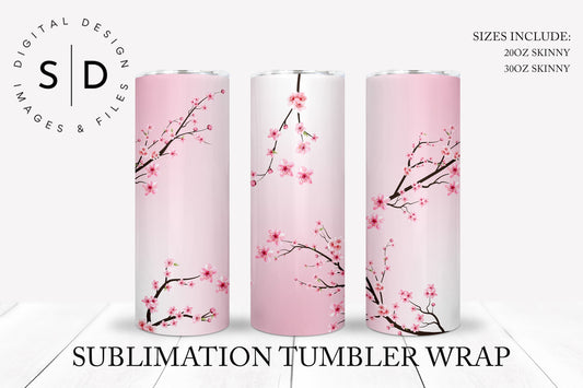 Cherry Blossom Pink Ombre Seamless Tumbler Wrap