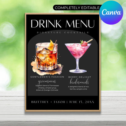 His & Her Signature Drinks Sign Template