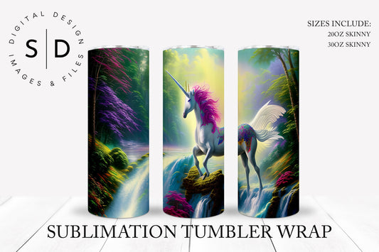 Unicorn waterfall watercolor Tumbler Wrap