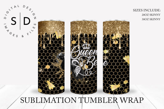 Queen Bee Black & Gold Hive Tumbler Wrap