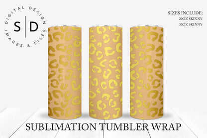 Leopard Metallic Gold Tumbler Wrap in 11 Colors