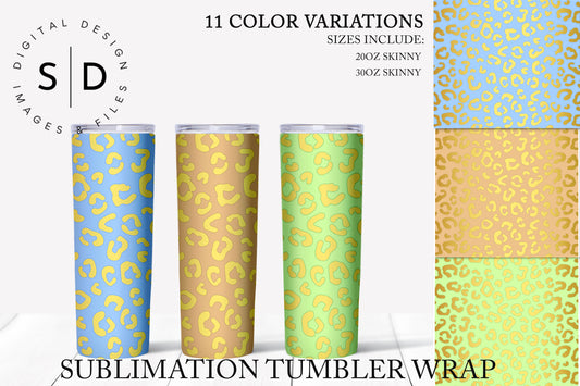 Leopard Metallic Gold Tumbler Wrap in 11 Colors
