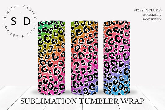 Rainbow Leopard Tumbler Wrap