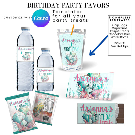 Under The Sea Party Favor Templates Bundle