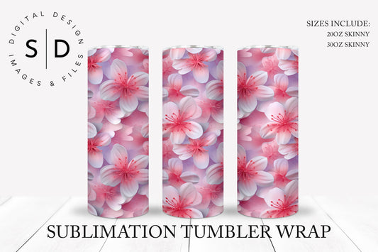 3D Cherry Blossom Pink Seamless Tumbler Wrap