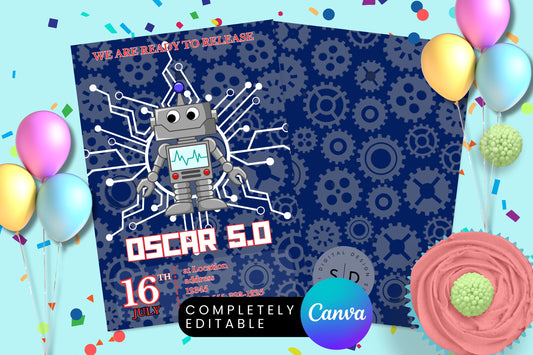 Robot Birthday Invitation