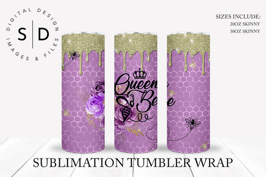 Queen Bee Lavender Purple & Gold Hive Tumbler Wrap